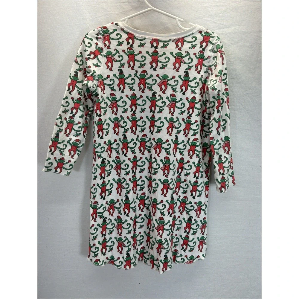 ROLLER RABBIT Kids Merry Monkey Christmas Pajama Top 100% Pima Cotton Sz 6yrs